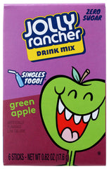 Jolly Rancher Singles-To-Go green apple drink mix box for on-the-go flavor.