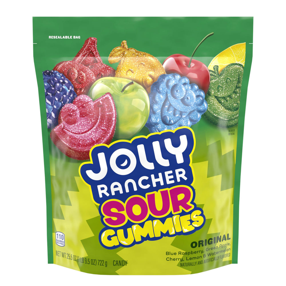 Jolly Rancher Sour Gummies cherry color bursts with fruity intensity