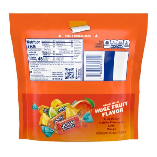 Close-up of Jolly Rancher Tropical Blast packaging showing freshness.