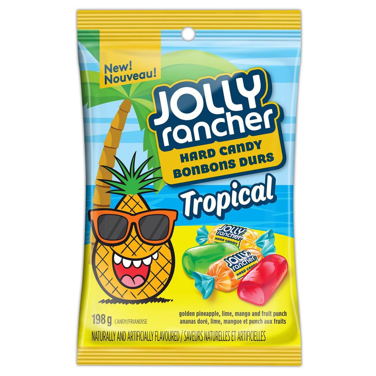 Jolly Rancher golden pineapple flavor close-up with tangy tropical bite.