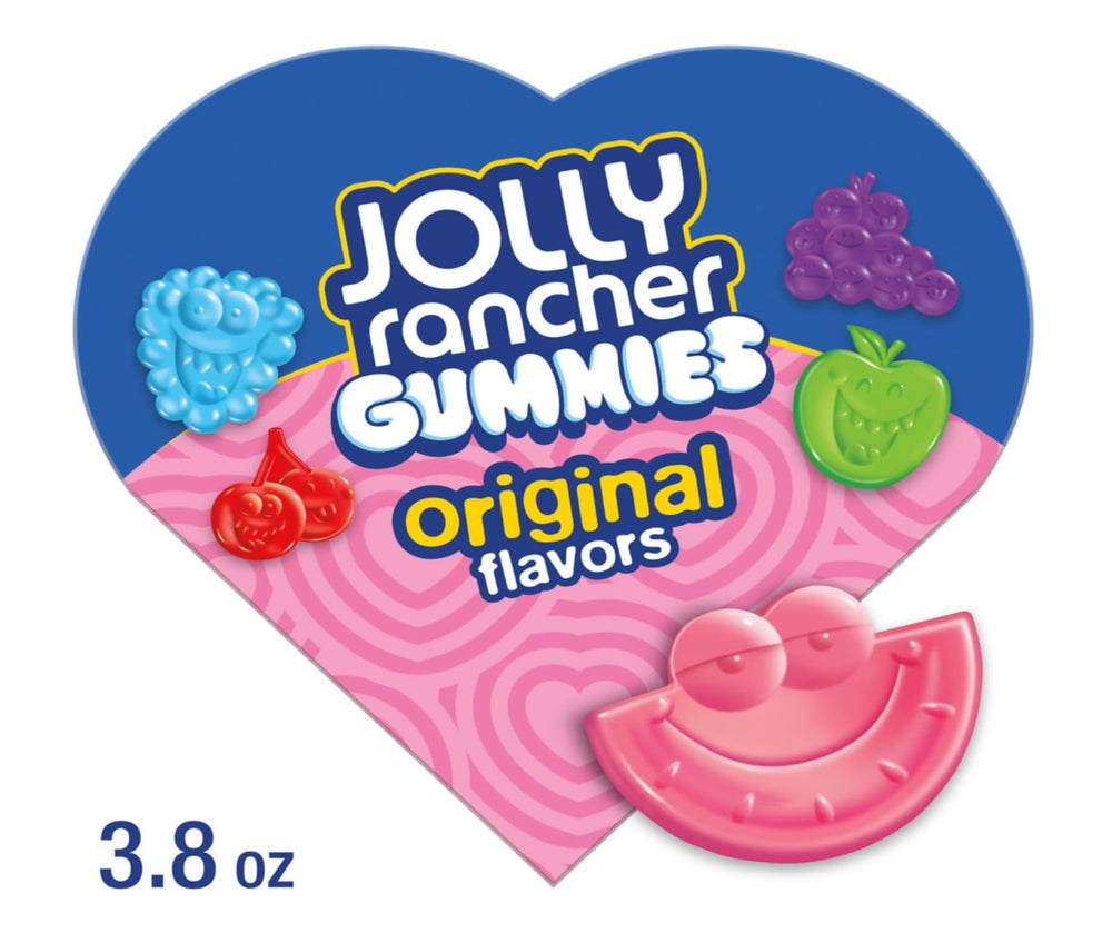 Jolly Rancher gummies with cherry, strawberry, and watermelon flavors.