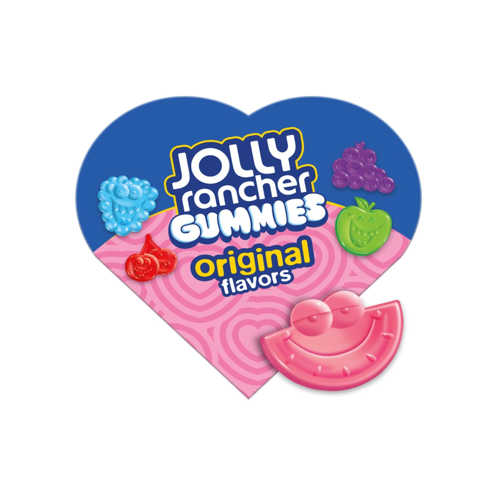 Jolly Rancher Valentine’s Gummies heart box front view, vibrant and gift-ready.