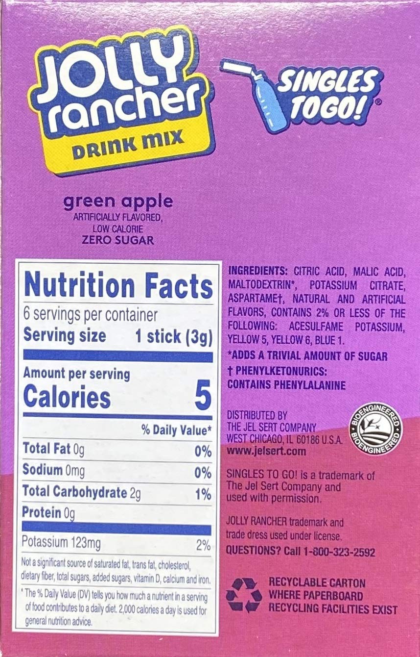 Jolly Rancher Watermelon sugar-free drink mix box with bright fruit imagery