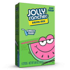 Three-box display of Jolly Rancher Watermelon Singles to Go sugar-free drink mix