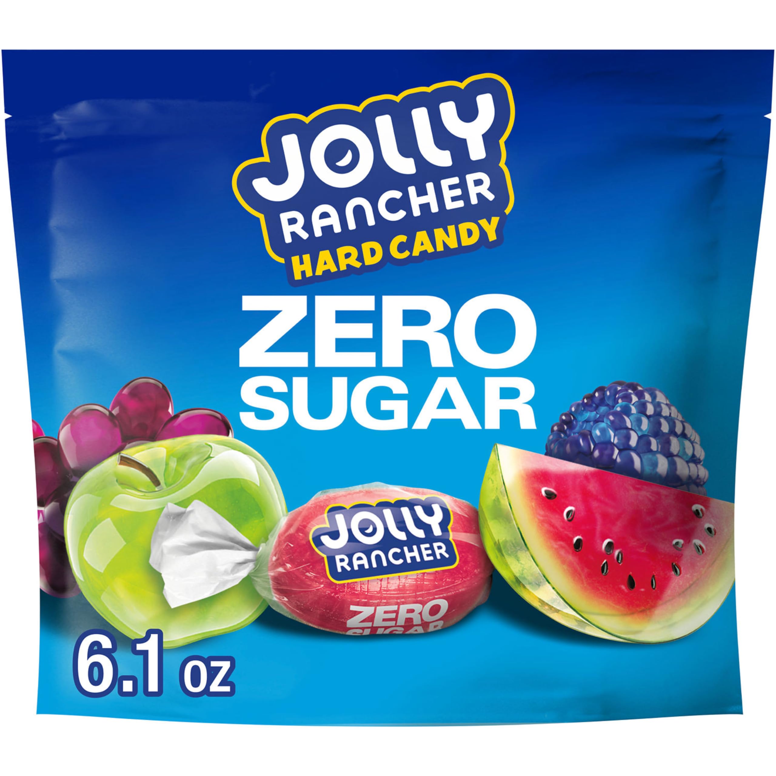 JOLLY RANCHER Zero Sugar bag front view with colorful flavors for on-the-go snacking.