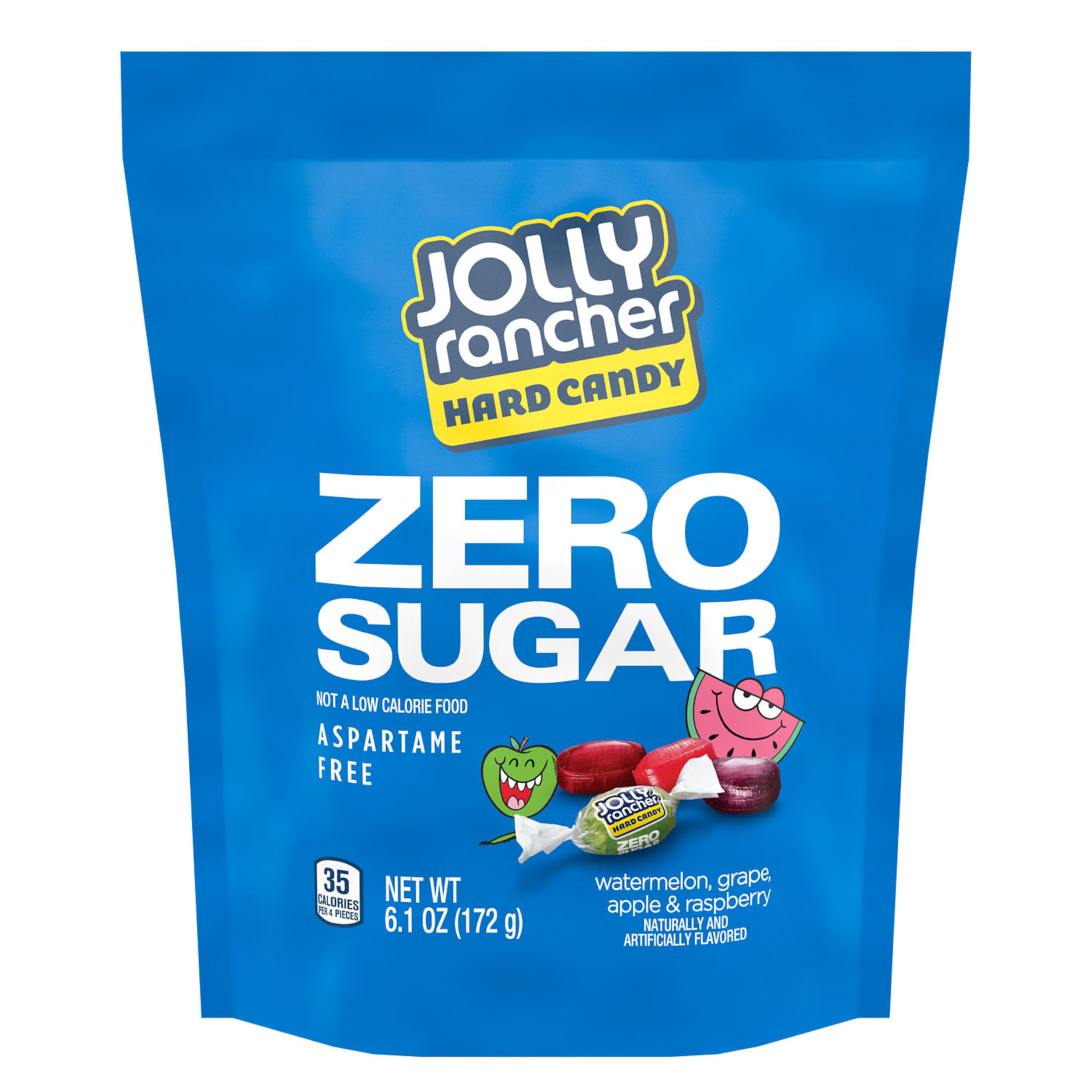 JOLLY RANCHER Zero Sugar raspberry candy closeup highlighting pink candy.