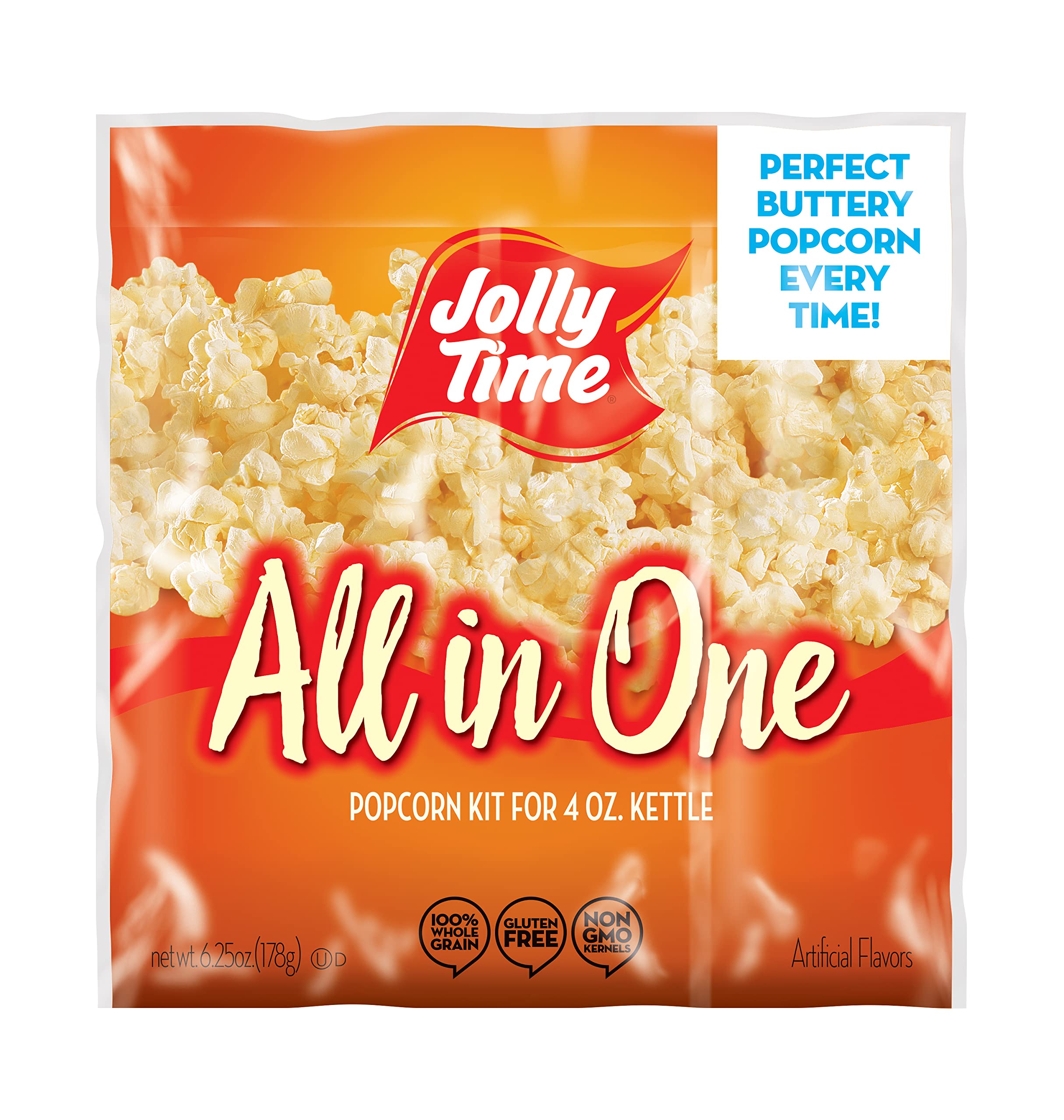 Jolly Time kit kernels deliver consistent popcorn quality.