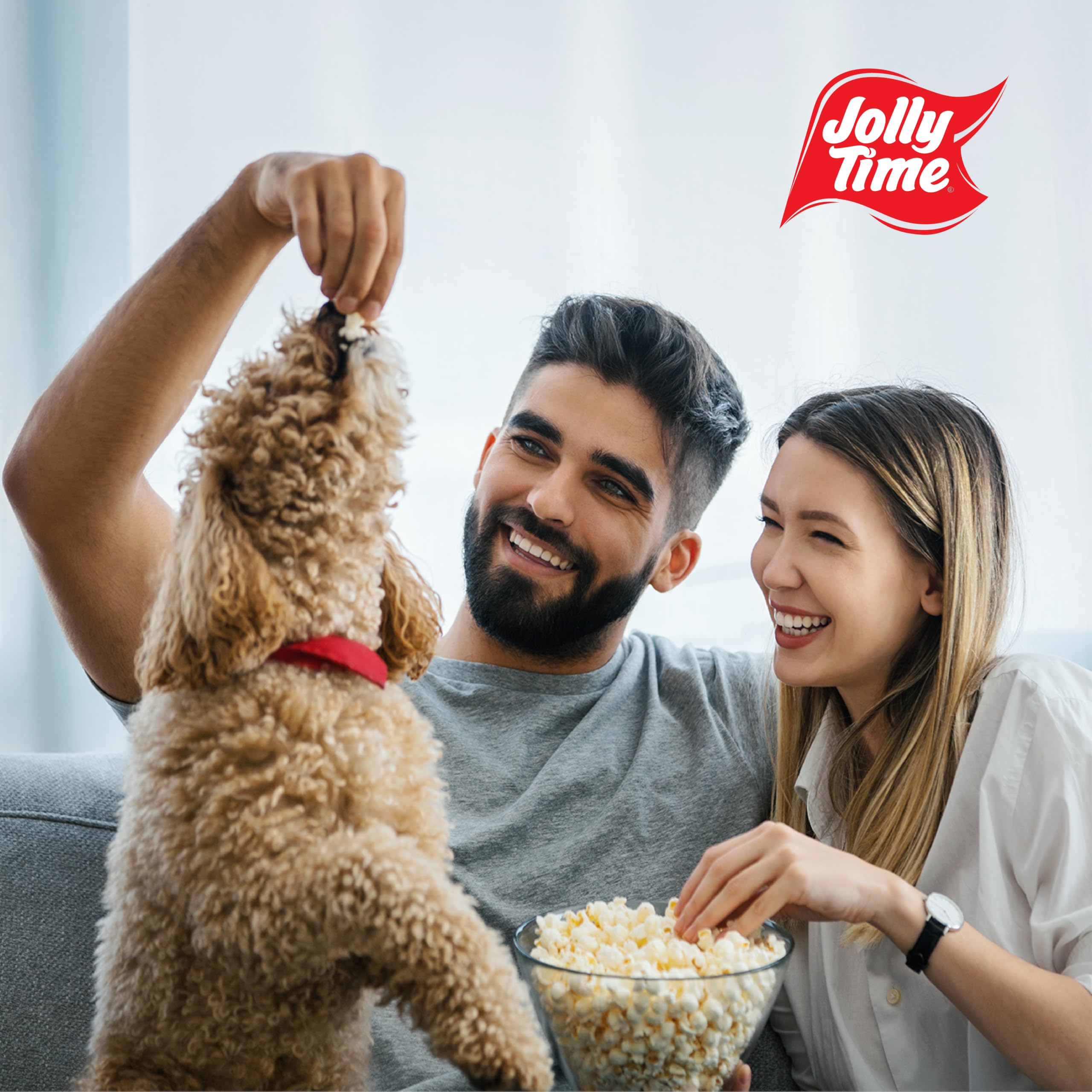 Jolly Time Crispy N White kernels offer light, fluffy munching.