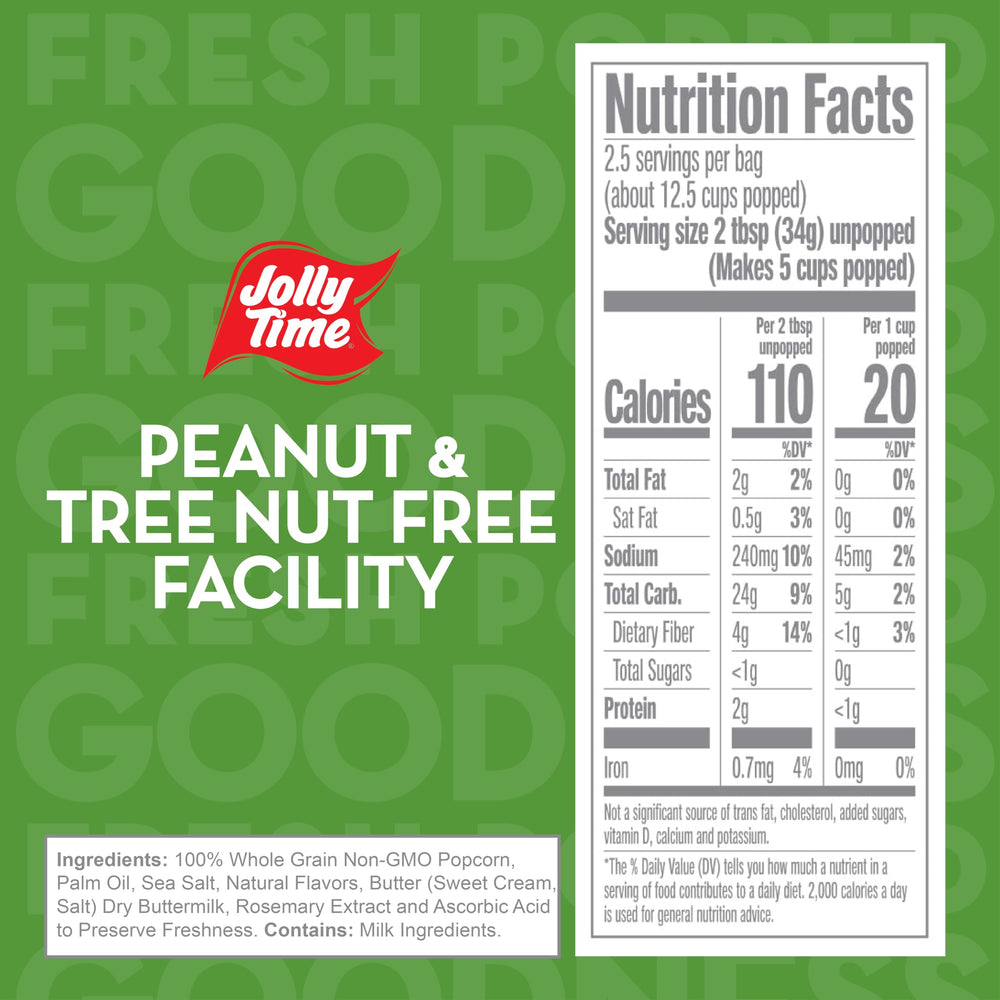 Jolly Time Healthy Pop butter-sea-salt box, resealable pack for sharing at gatherings