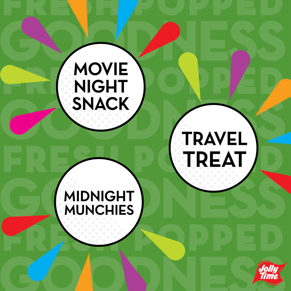 Non-GMO kernels and zero trans fats in Jolly Time Healthy Pop