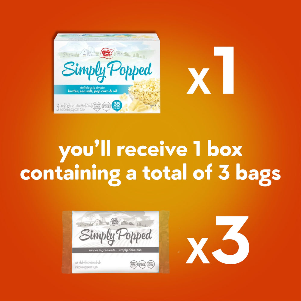 Jolly Time Simply Popped Butter in the microwave for fast, convenient prep.