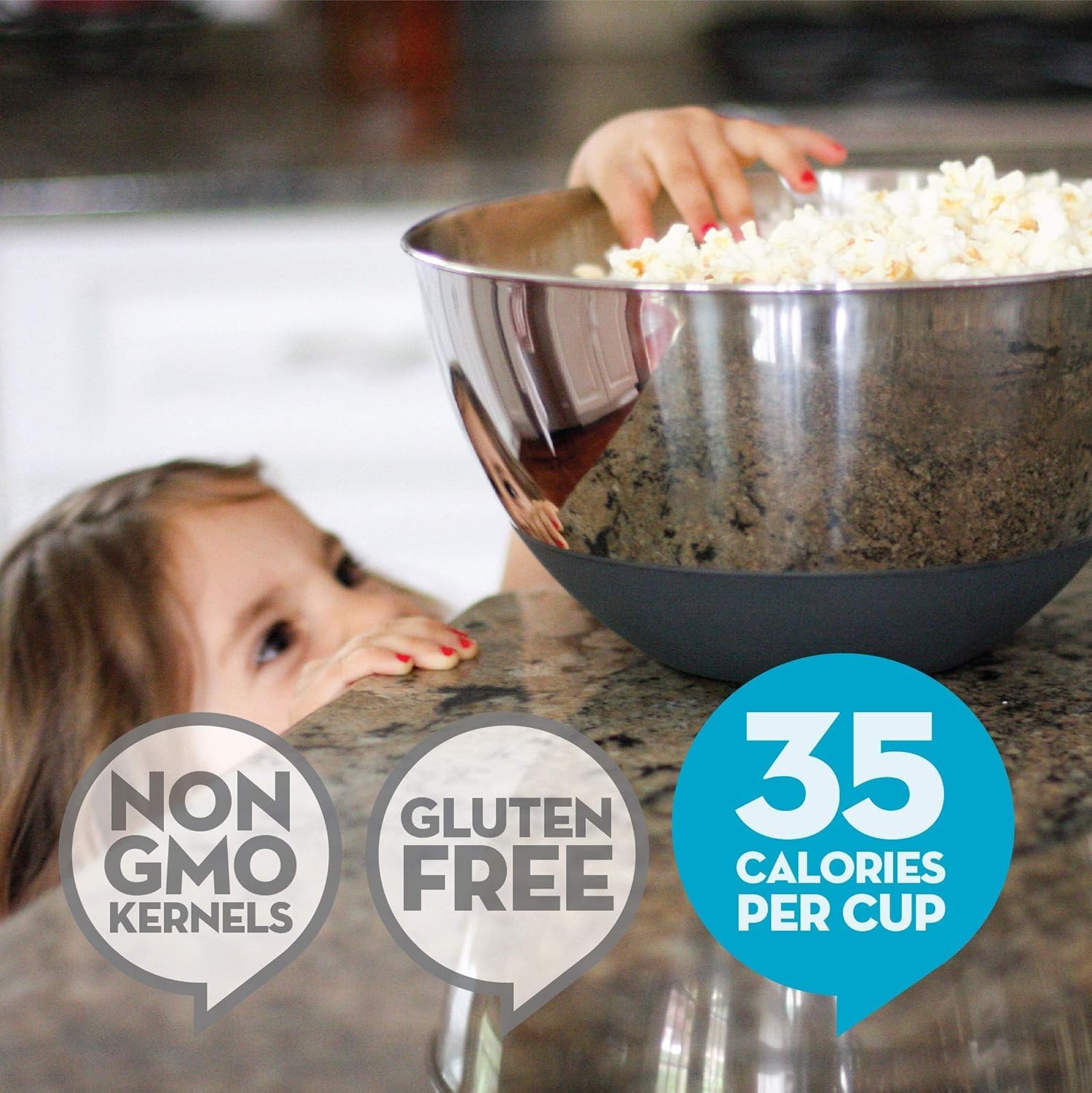 Jolly Time Simply Popped Butter popcorn in a bowl, perfect for sharing.