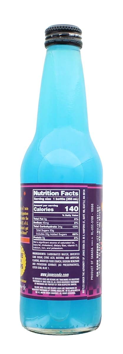 Jones Soda Co. Fallout Nuka-Cola Quantum Berry label closeup highlighting retro branding for collectors