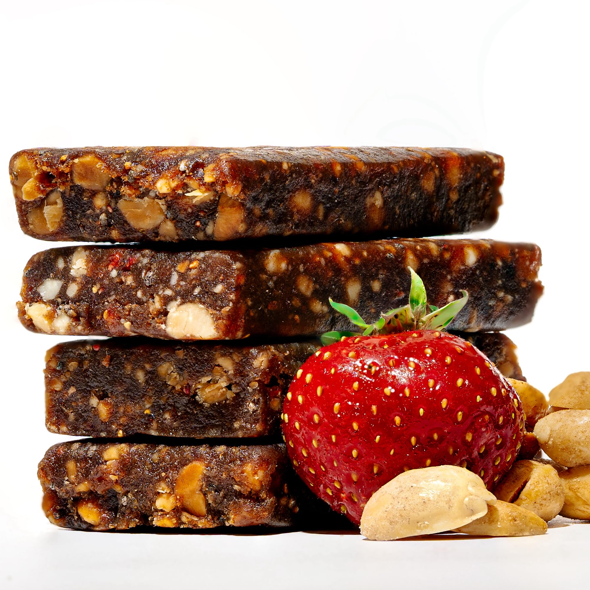 Jonesbar ingredients close-up showing dates, nuts, and chia.