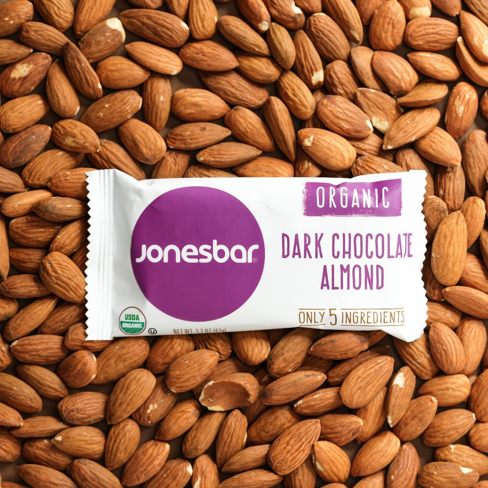 Jonesbar kosher vegan gluten-free labeling visible on packaging.