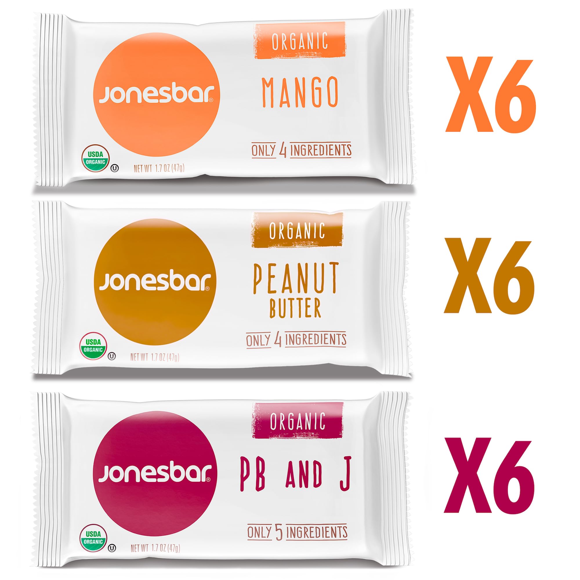 Jonesbar peanut butter bar closeup, dairy-free protein snack