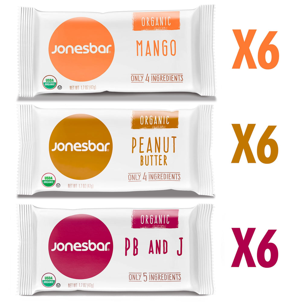 Jonesbar peanut butter bar closeup, dairy-free protein snack