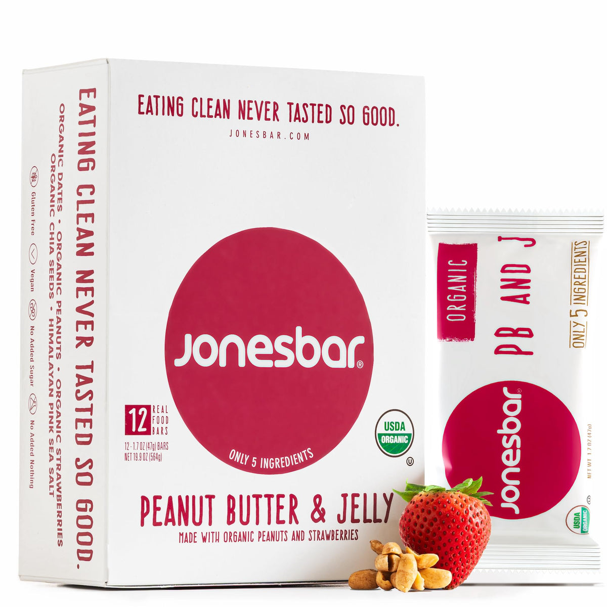 Jonesbar PB&J bar pack front view for on-the-go snacking and family-friendly nutrition