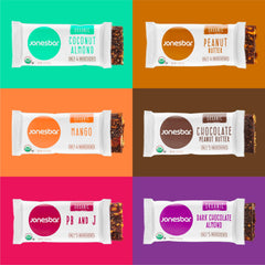 Jonesbar peanut butter jelly bar, creamy filling, kid-friendly on-the-go snack.