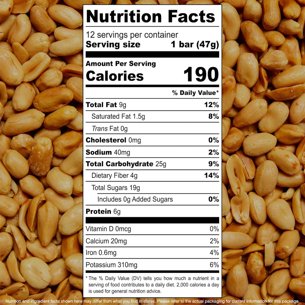 JonesBar Peanut Butter Organic Energy Bar closeup showing chewy texture and real ingredients