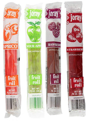 Joray fruit roll variety pack packaging showing four flavors for on-the-go snacking