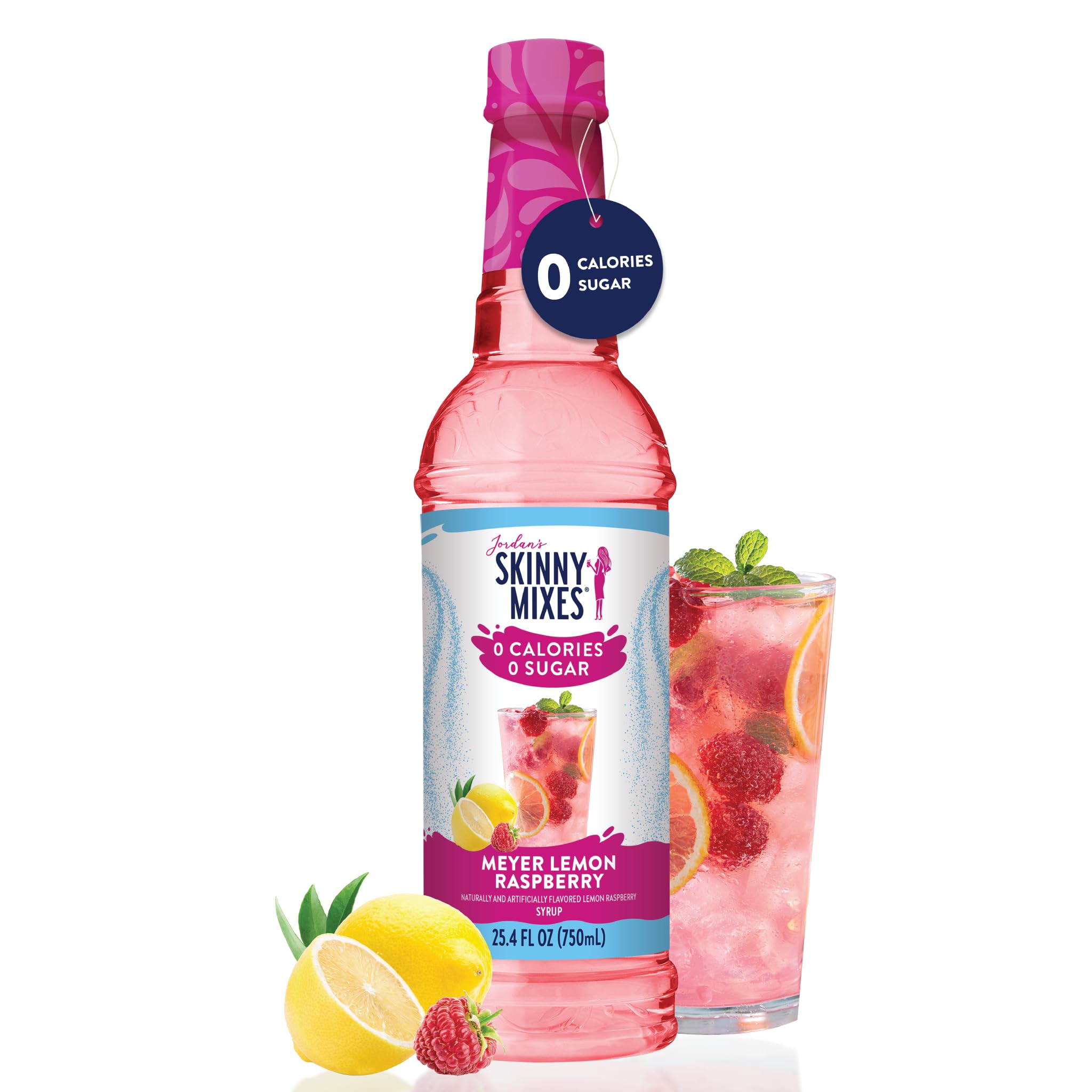Jordan's Skinny Mixes bottle beside ice for a refreshing drink