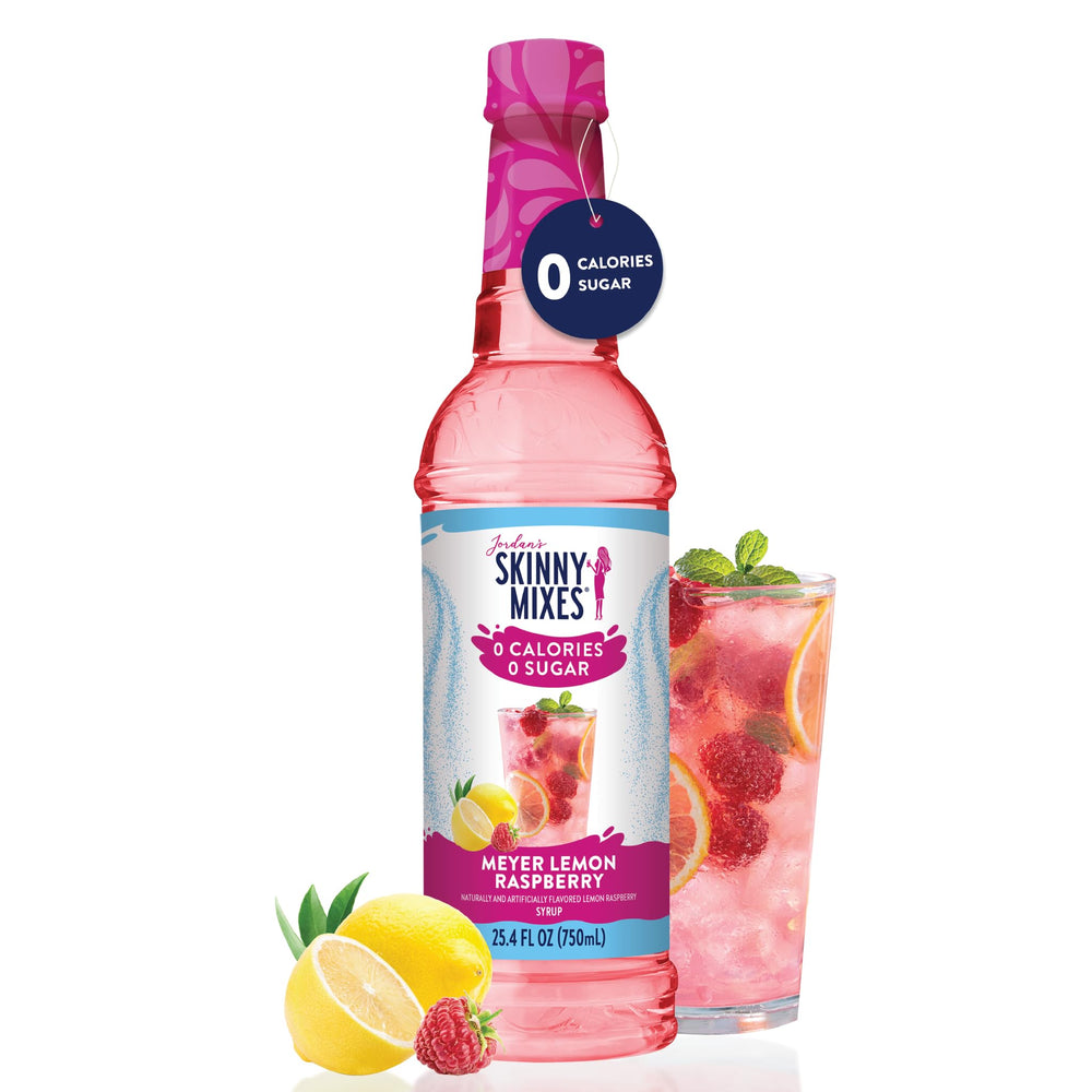 Jordan's Skinny Mixes bottle beside ice for a refreshing drink