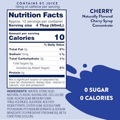 Pouring Jordan's Skinny Mixes Cherry Cola syrup into a glass for a sugar-free refreshment