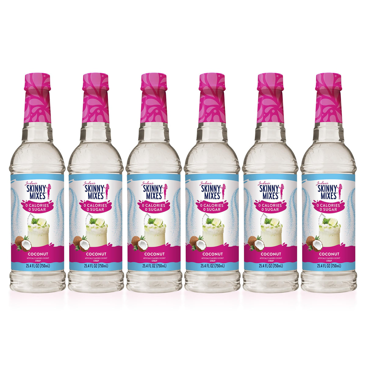 Jordan's Skinny Mixes Coconut Syrup bottle adds tropical flavor to drinks.