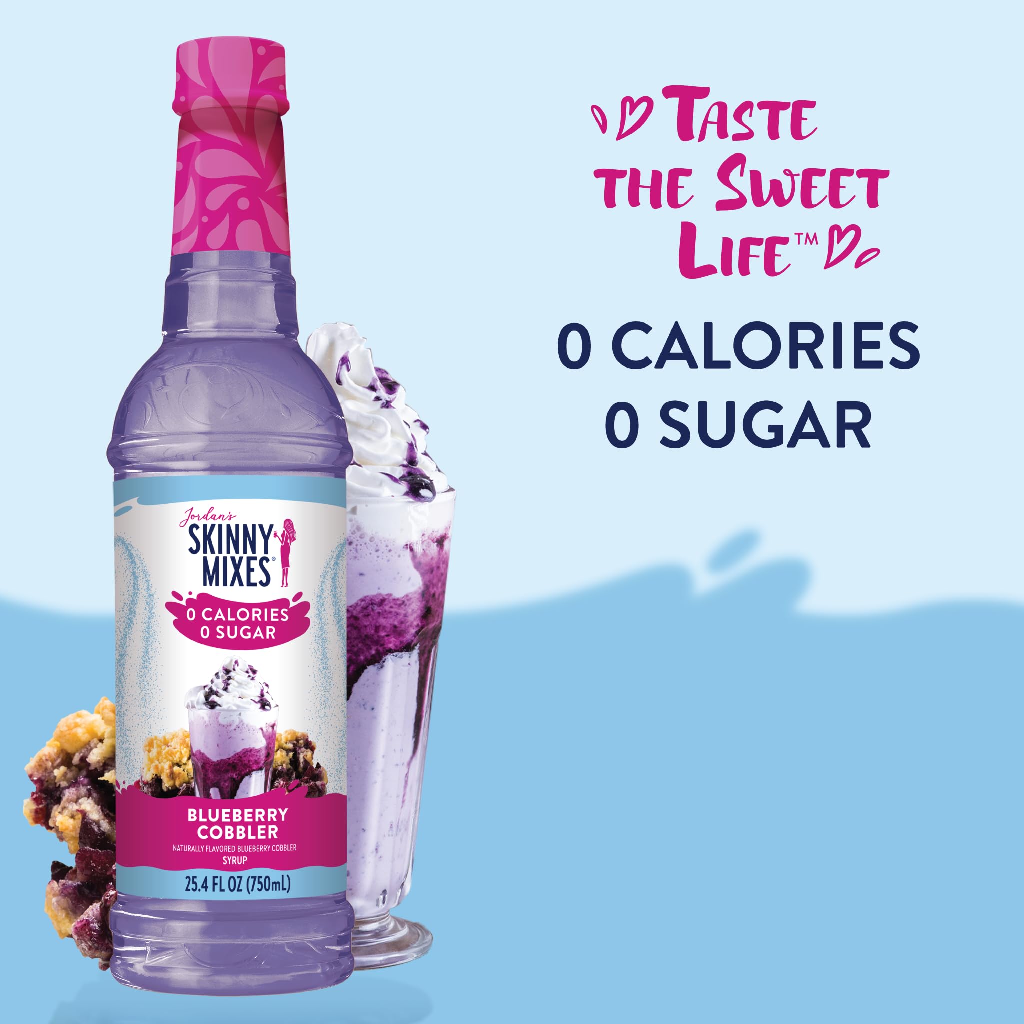 Jordan's Skinny Mixes coffee cup with syrup demonstrates easy flavor boost for hot or iced drinks