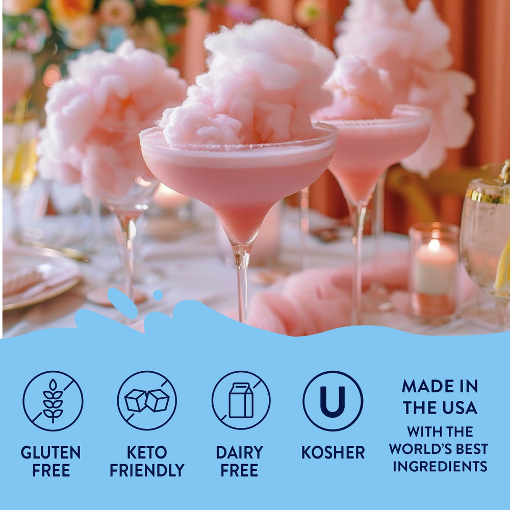 Jordan's Skinny Mixes Cotton Candy cocktail with a glittery twist.