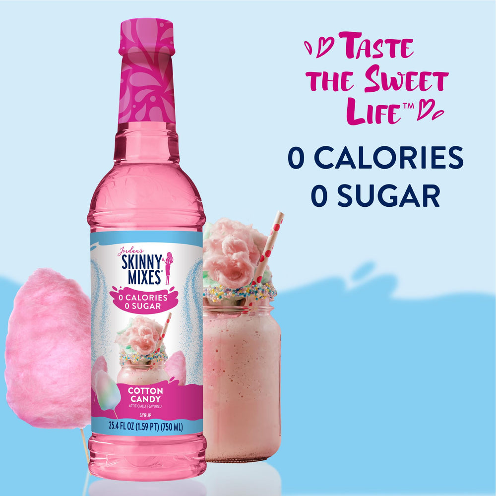 Jordan's Skinny Mixes Cotton Candy tea with a splash of pink sweetness.
