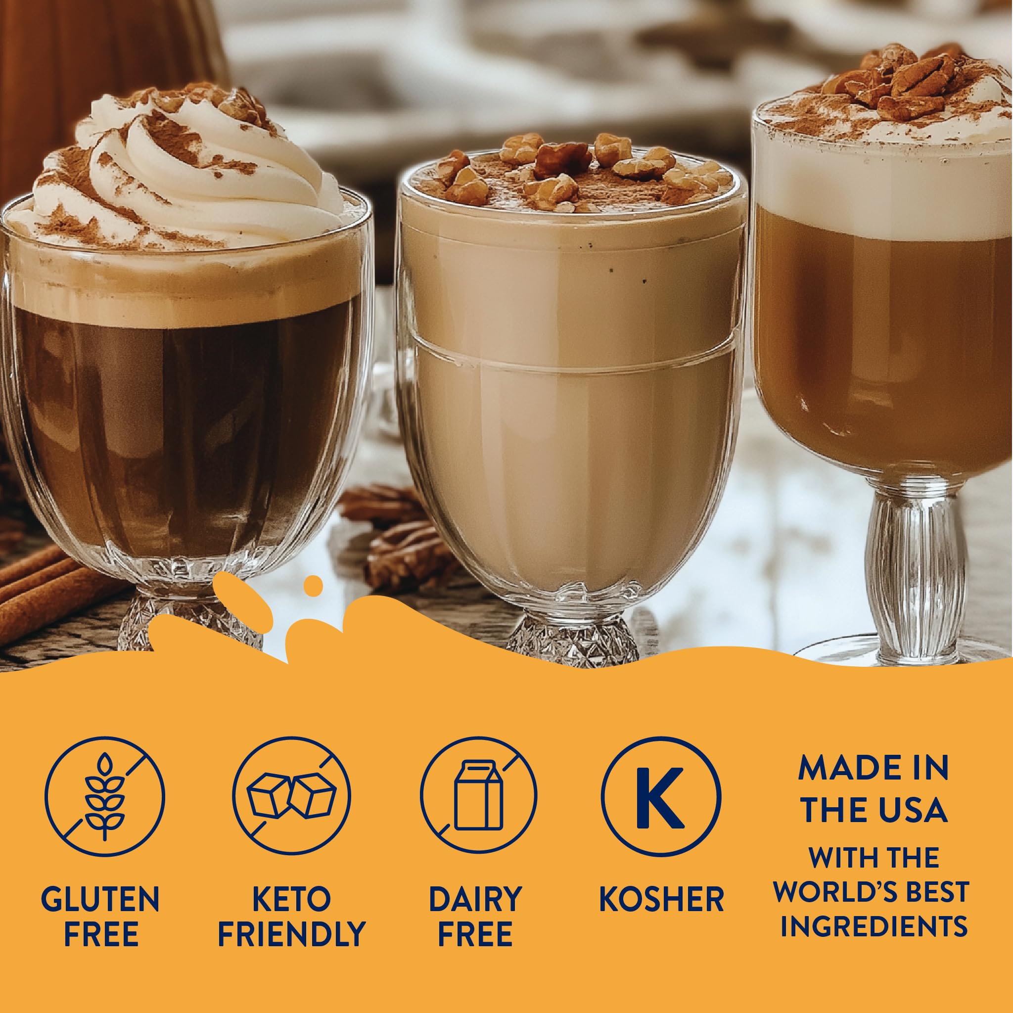 Jordan's Skinny Mixes Fall Syrup Trio complements desserts with rich flavor