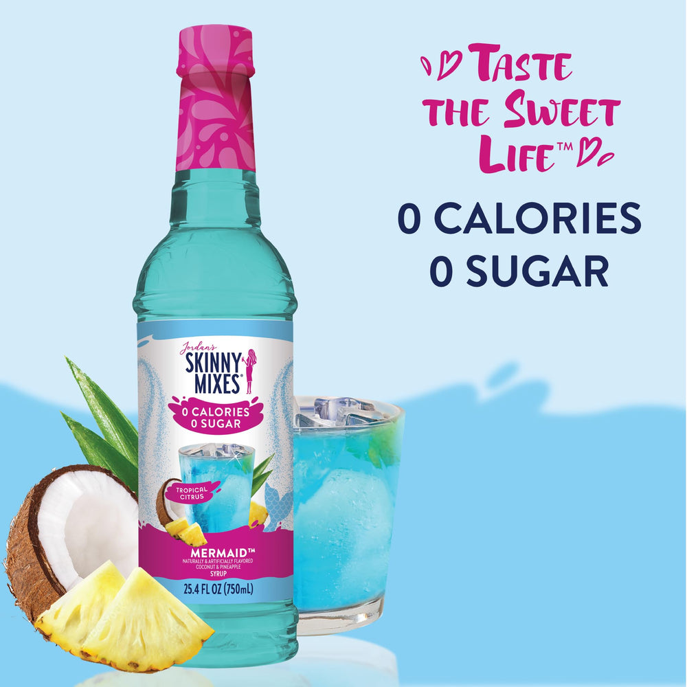 Jordan's Skinny Mixes fruit-flavored syrup used as a water enhancer.