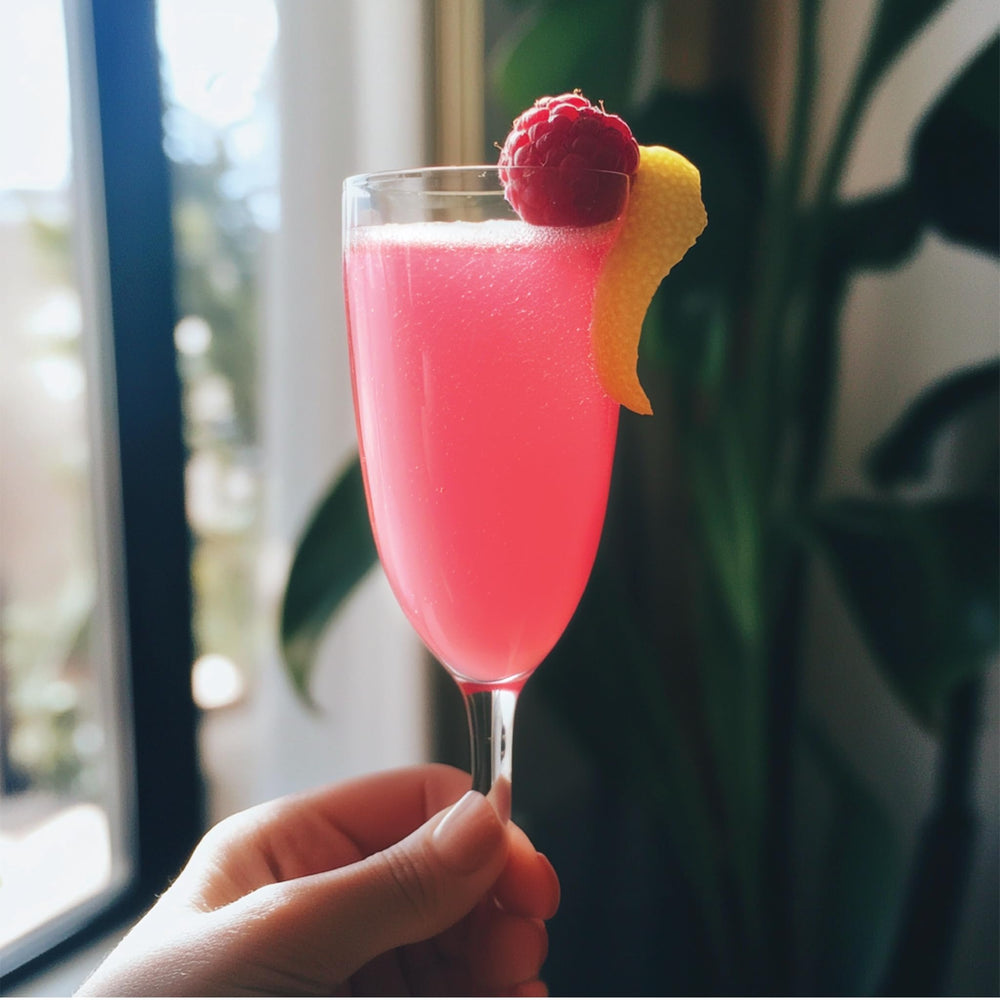 Jordan's Skinny Mixes Meyer Lemon Raspberry in lemonade setup