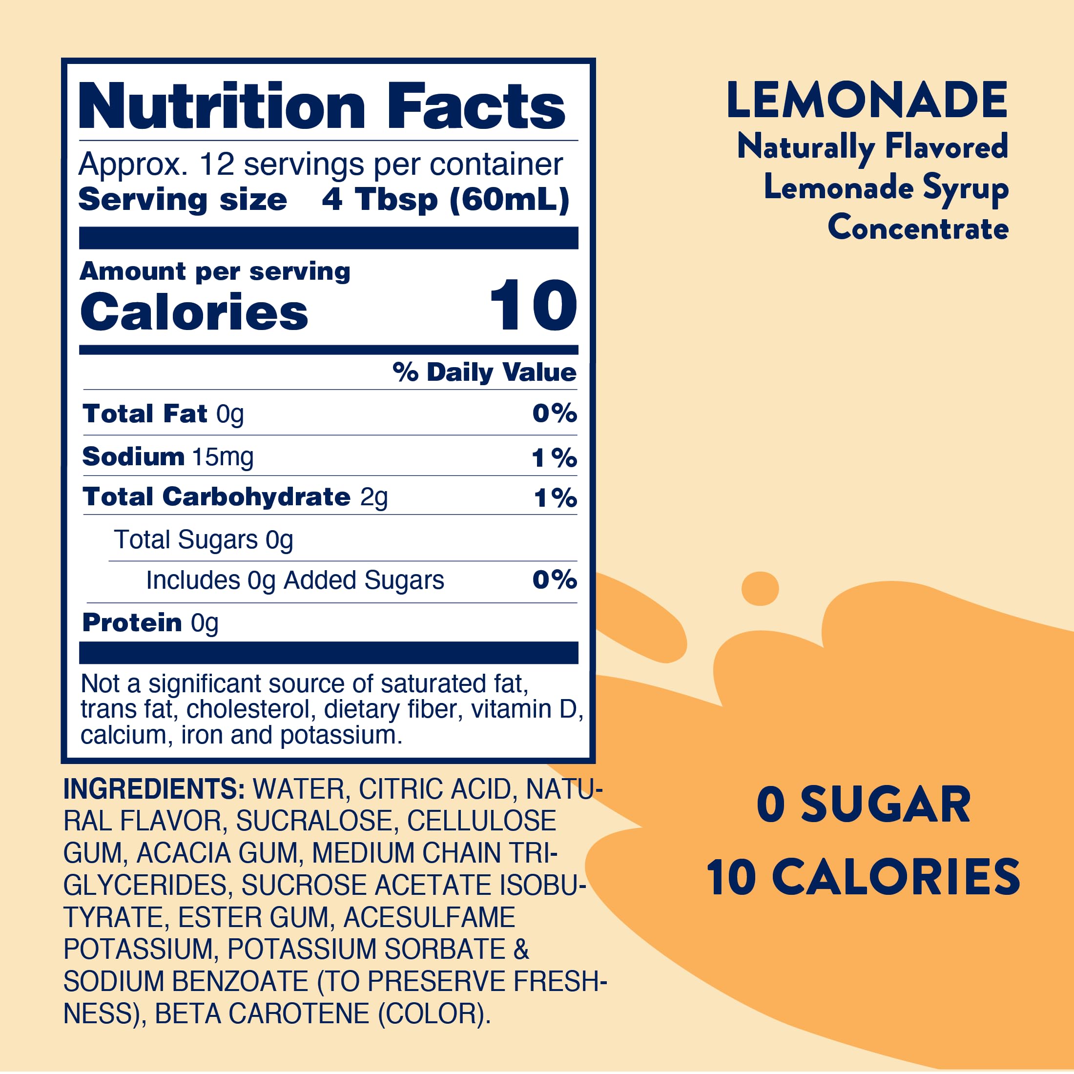 Jordan's Skinny Mixes Lemonade Syrup pour showing tart-sweet pour into glass.