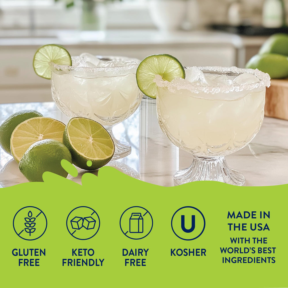 Jordan's Skinny Mixes Margarita Mix on a kitchen counter for quick flavoring
