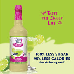 Jordan's Skinny Mixes Margarita Mix with salted rim glass and lime accent