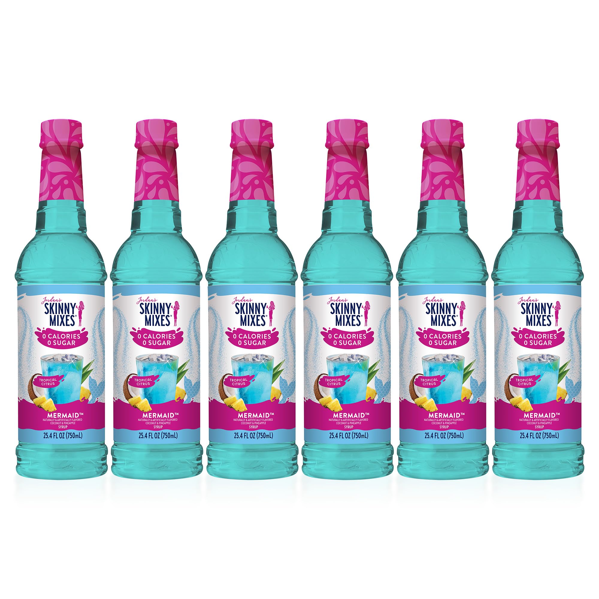 Jordan's Skinny Mixes Mermaid syrup bottle pour for zero-calorie flavor boost.