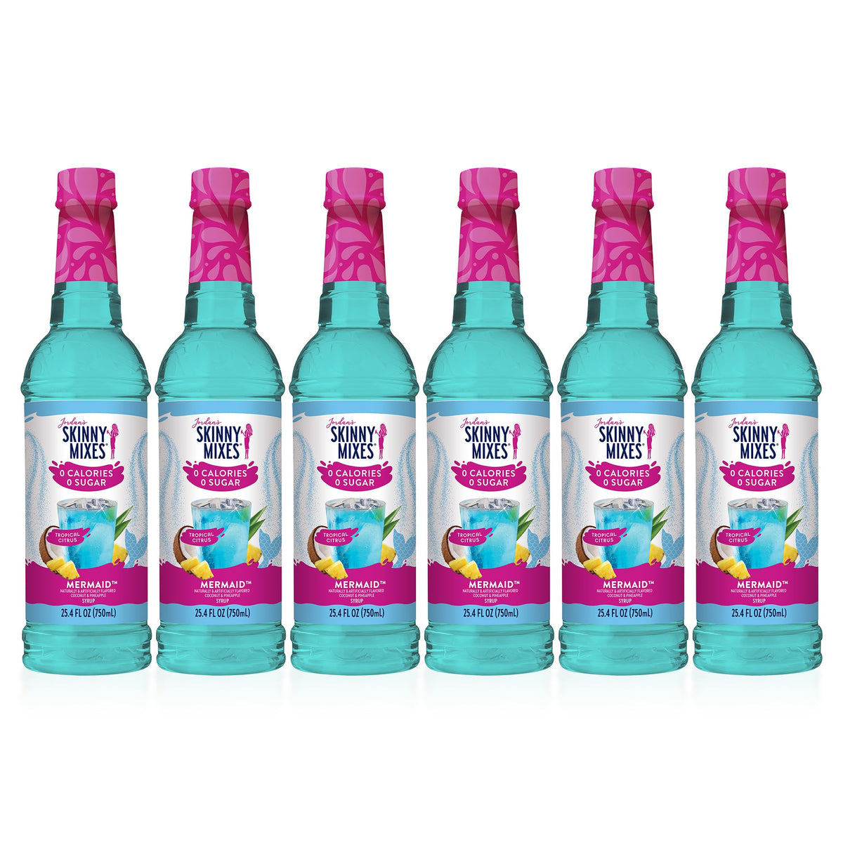 Jordan's Skinny Mixes Mermaid syrup bottle pour for zero-calorie flavor boost.