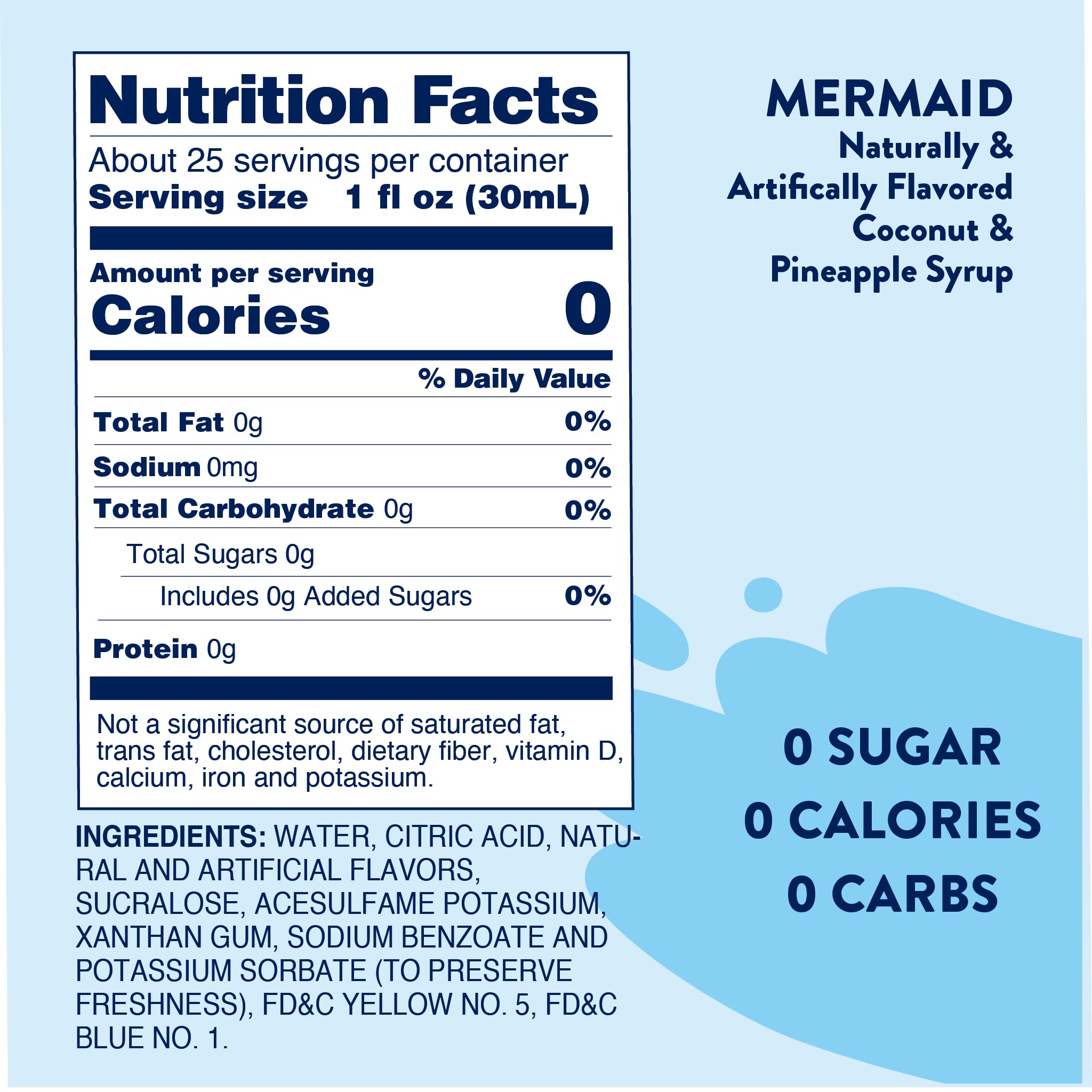 Jordan's Skinny Mixes Mermaid syrup close-up highlighting tropical flavor.