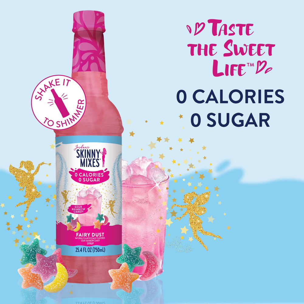 Jordan's Skinny Mixes Meyer Lemon Raspberry syrup glass brings bright fruit flavor with zero calories.