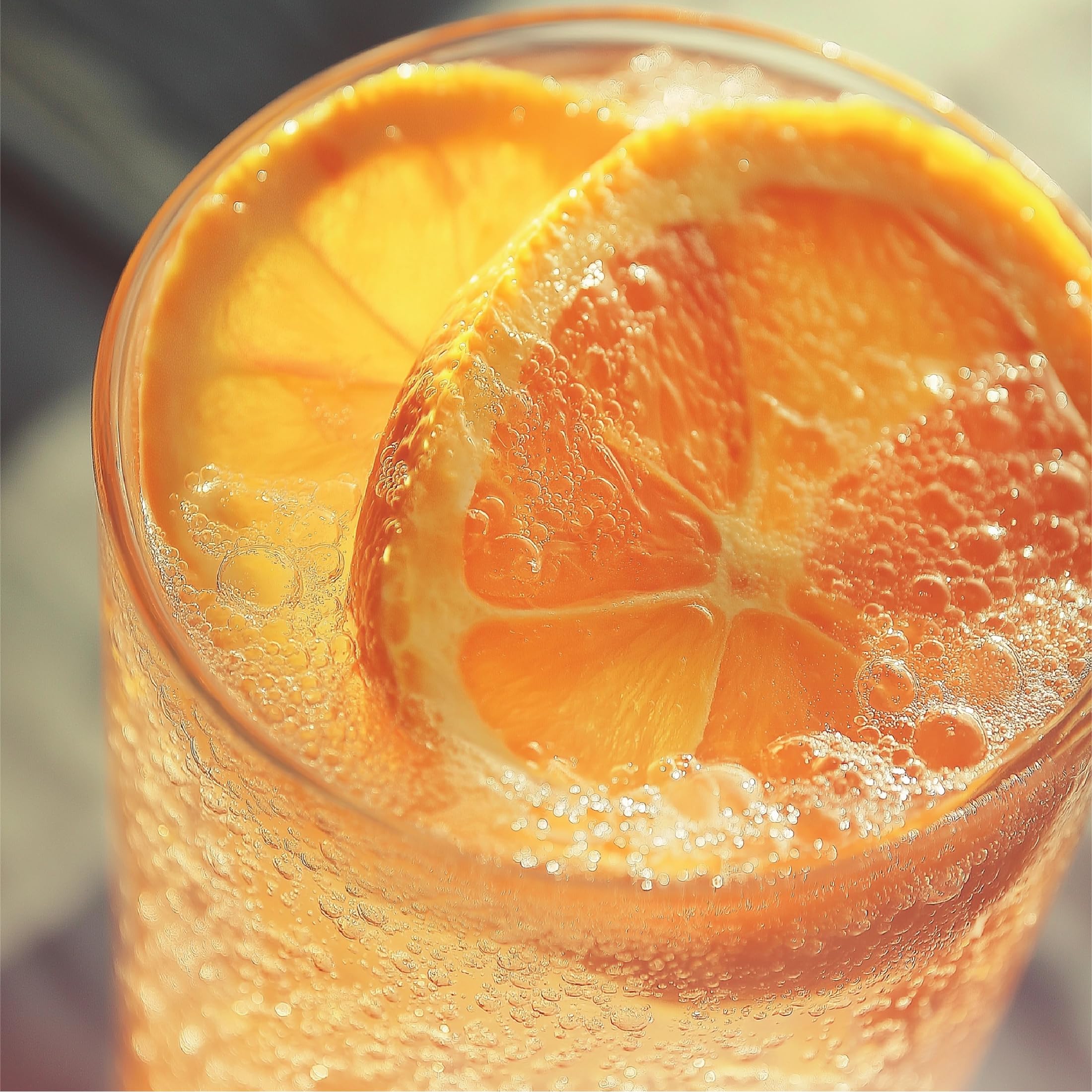 Jordan's Skinny Mixes Orange Soda Syrup in a kitchen with tea and cocktails.