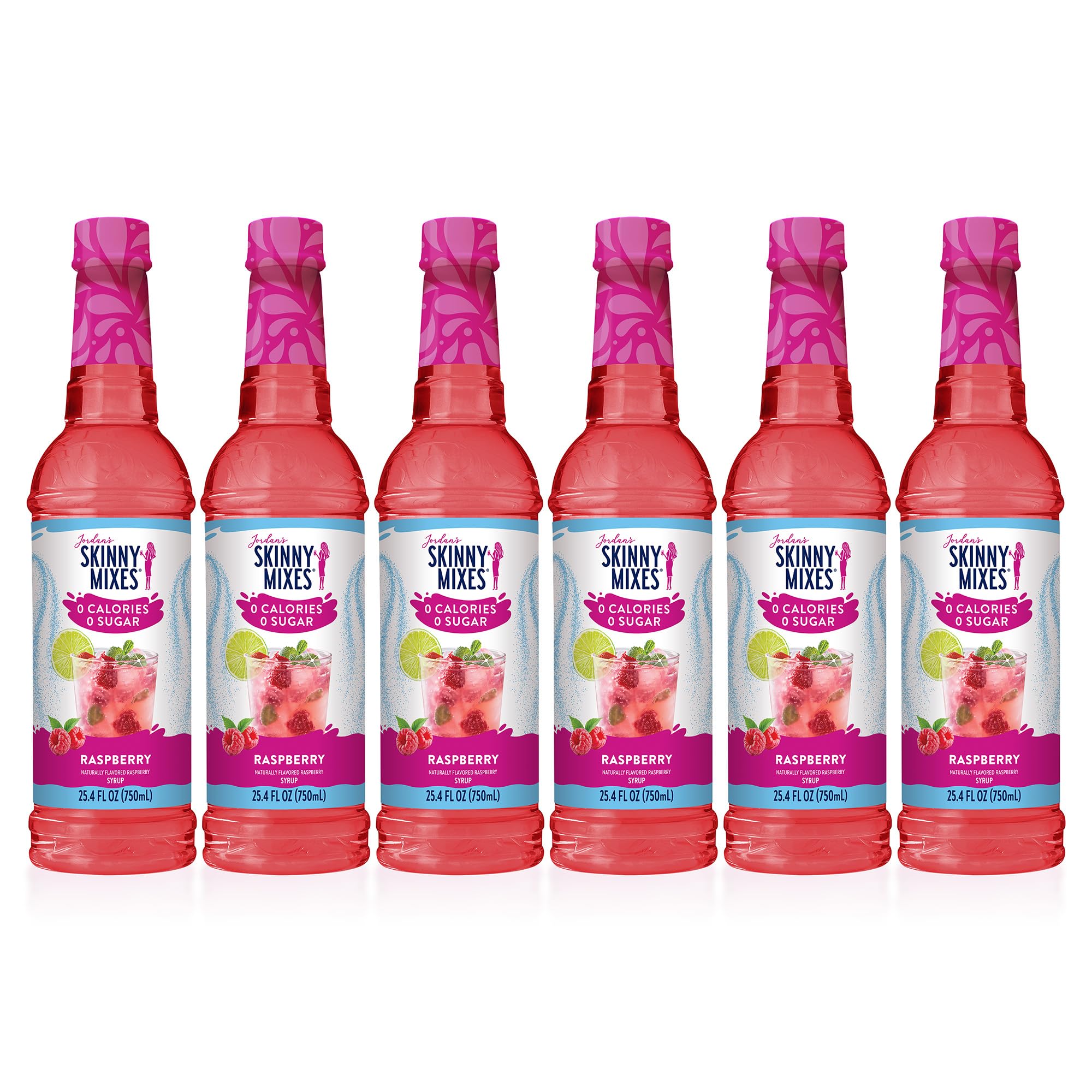 Jordan's Skinny Mixes Raspberry syrup bottle front for sugar-free flavor in drinks