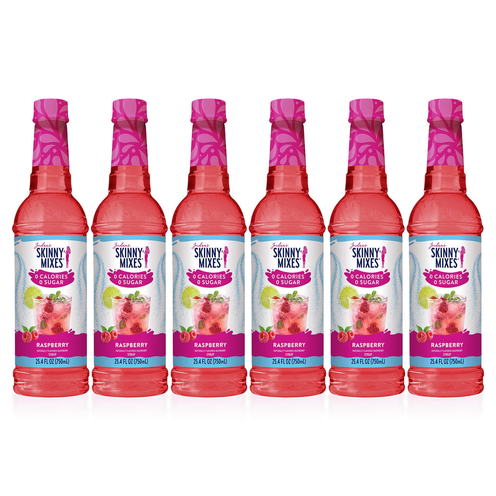 Jordan's Skinny Mixes Raspberry syrup bottle front for sugar-free flavor in drinks