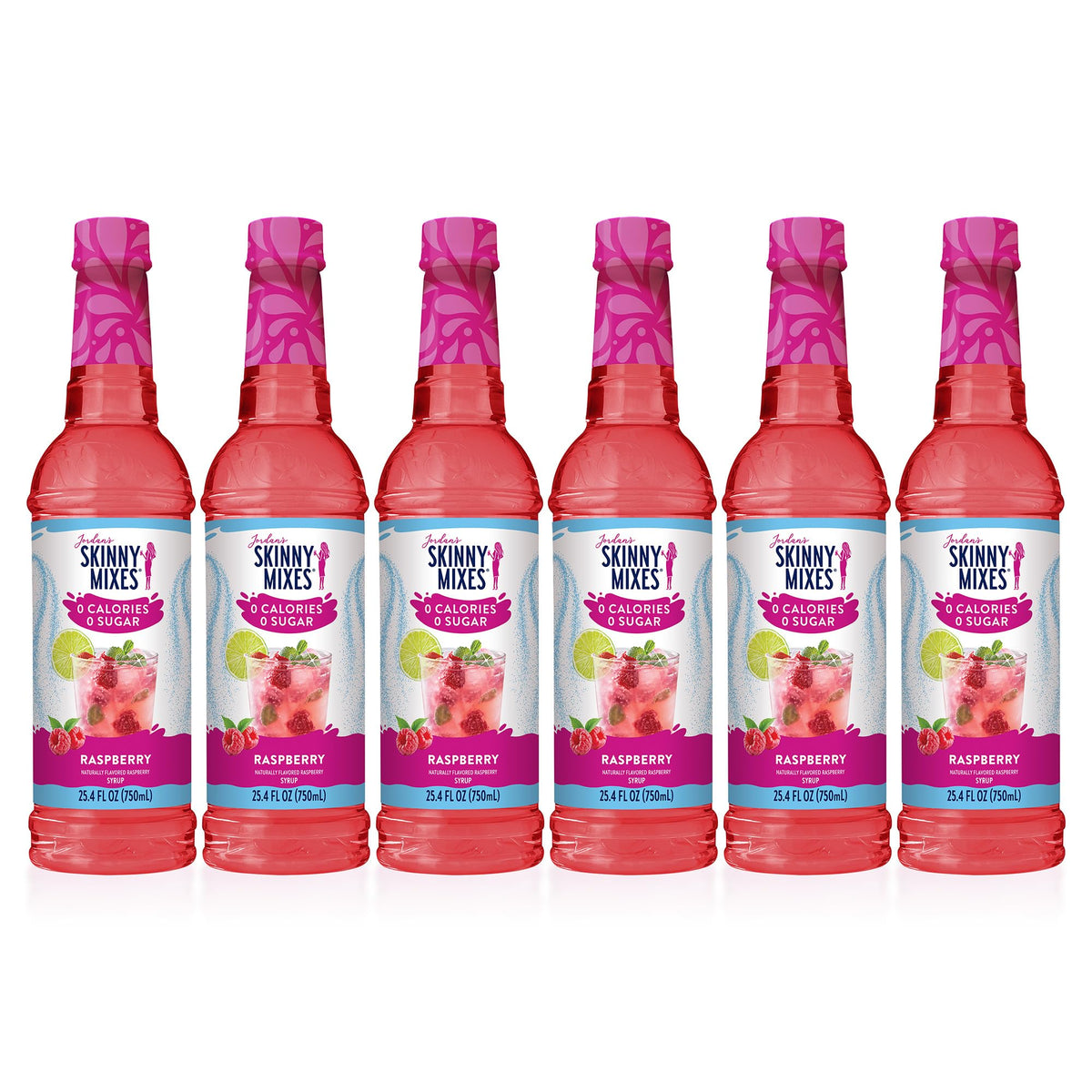 Jordan's Skinny Mixes Raspberry syrup bottle front for sugar-free flavor in drinks