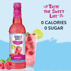 Jordan's Skinny Mixes Raspberry syrup label close-up with branding