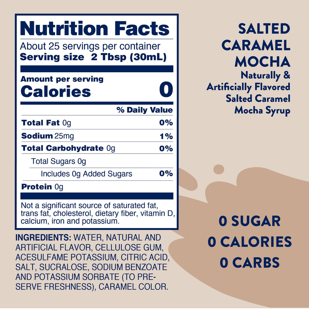 Jordan's Skinny Mixes sugar-free syrup being poured into coffee.