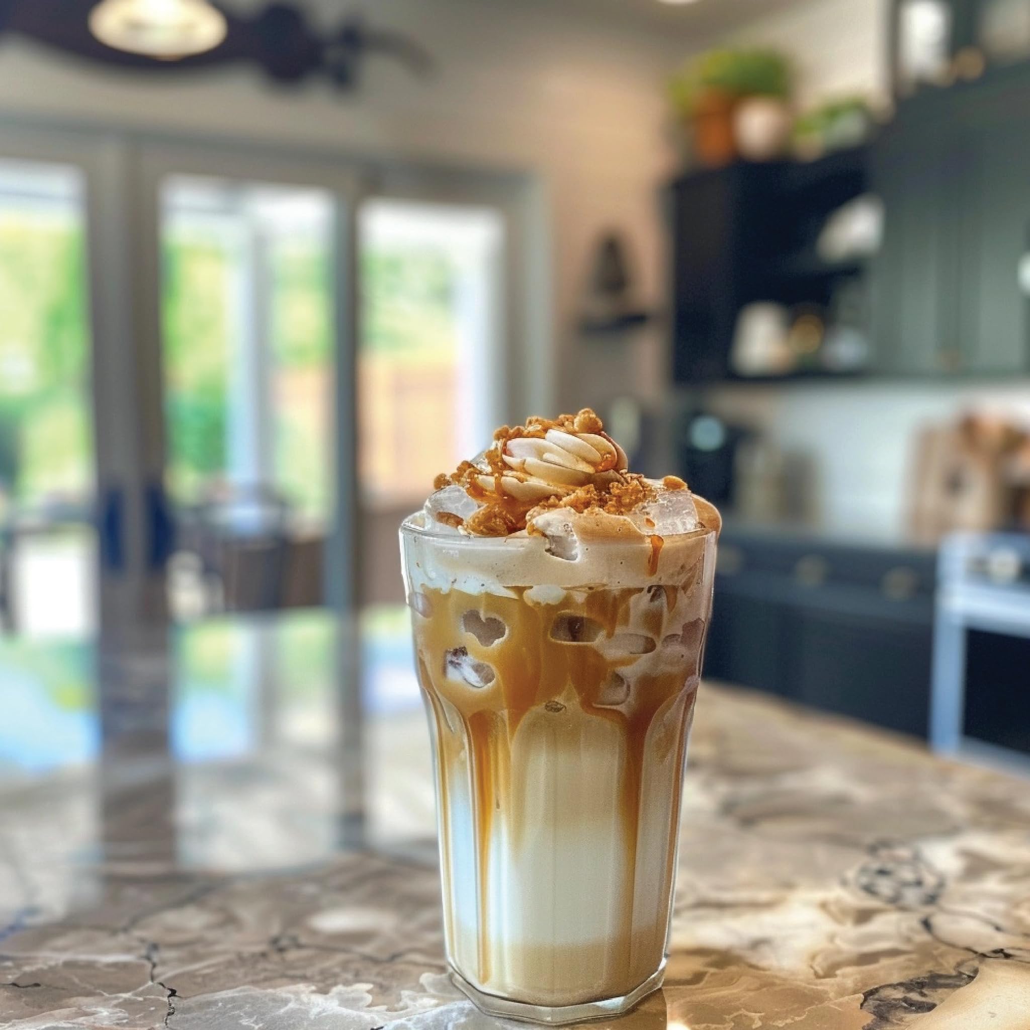 Yogurt or oats topped with Jordan's Skinny Mixes salted caramel syrup