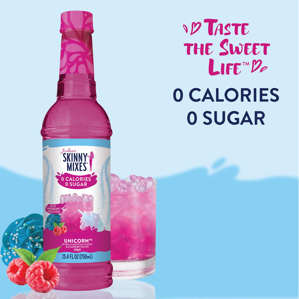 Jordan's Skinny Mixes six-pack display shows convenient flavor options.